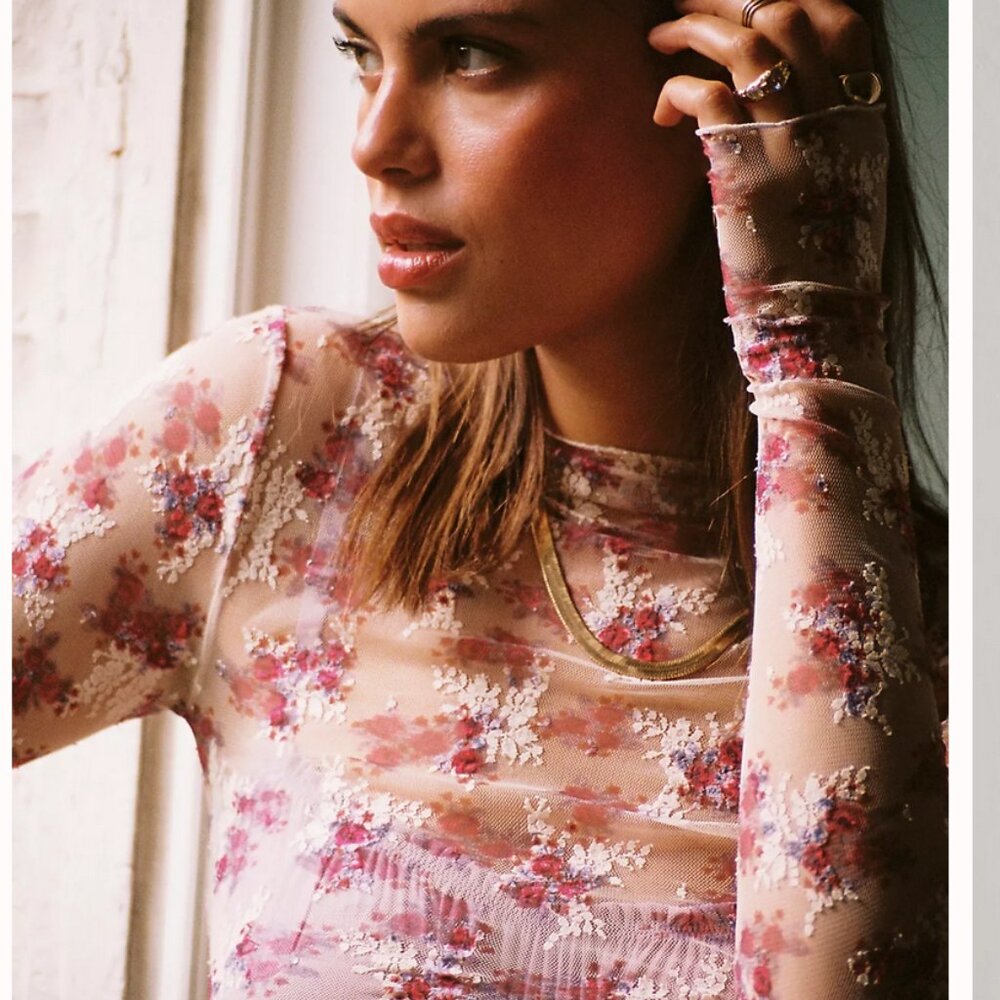 Free People Lady Lux Printed Layering Top